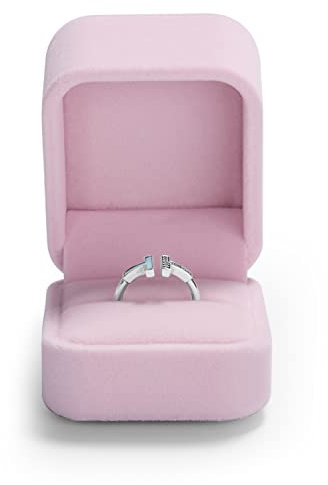 Oirlv Rose Velours Boite Bague,Boite a Bijoux,Ecrin Bague,Ring box pour Fiancaille Mariage Proposition Anniversaire Saint Valentin