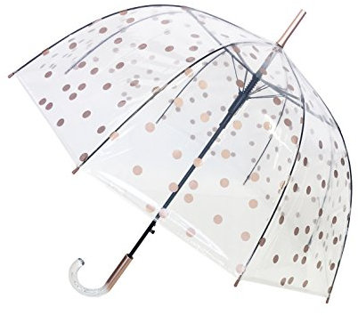 SMATI Transparenter langer Regenschirm - Glockenform; Stabil; Automatische Öffnung; Durchmesser=85cm; Transparenter Griff; Regenschirm für Frauen/Damen; Muster KUPFERPFEIFE