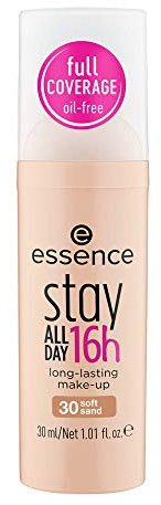 essence stay ALL DAY 16h long-lasting make-up, Make-up, Nr. 30, Nude, langanhaltend, für trockene Haut, für unreine Haut, vegan, ölfrei, ohne Alkohol, ohne Konservierungsstoffe, 1er Pack (30ml)
