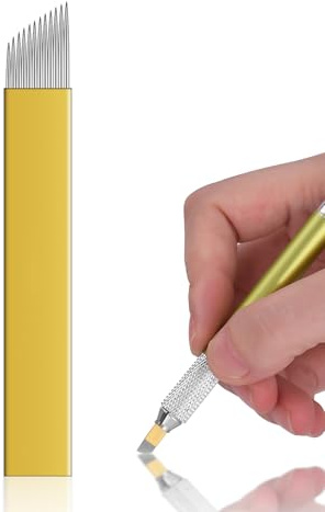 ATOMUS 50 Stück Microblading Permanent Nadeln Make-up Augenbraue Tattoo Needle Pen 12 Pins Augenbrauen Kit