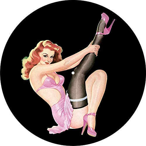 Slipmatta halkmatta repdyna filt för alla 30 cm LP DJ vinyl skivspelare anpassad grafisk – pinup rosa klänning