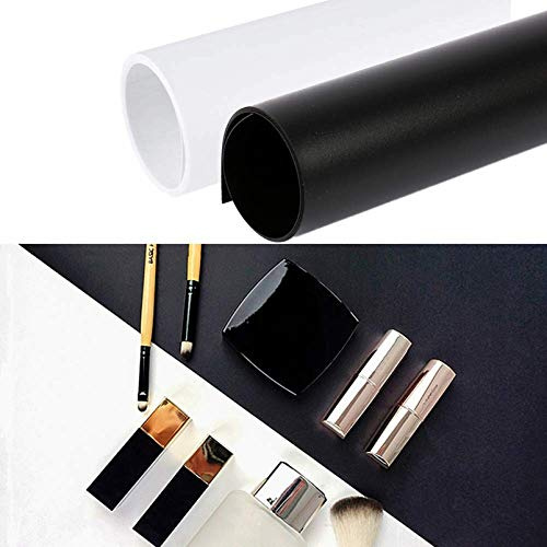 Selens PVC Hintergrund 50x100 cm Fotografie Hintergründe | Weiß Schwarz MatteVinyl Background, für Fotografie Fotostudio Video, 2 Stück