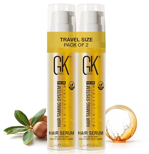 GK HAIR Global Keratin Haarserum (10ml/Pack of 2)-100% Pure Organic Arganöl Haaröl zum Glätten Reparatur von trockenem,geschädigtem Haar mit zusätzlichem Glanz Anti-Frizz-Schutz