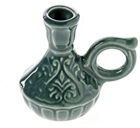 Danilovo Candle Holder Jug Shape, Ceramic Candlestick for Thin Candles, Orthodox Candle Holder, Ideal for Candles up to 1.1 cm Diameter (Green)