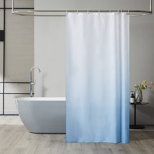 Furlinic Tenda Doccia Antimuffa Tessuto Azzurro Gradiente 120x200 cm Impermeabile Lavabile Piccola Tende Doccia Design Poliestere con 8 Ganci Tenda Doccia