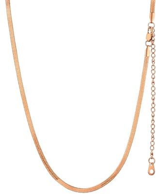 GoldChic Flache Schlangenkette Damen Halskette ohne Anhänger Choker Kette aus Edelstahl Plattenkette Schlangenhalskette Frauen Schmuck Schlangen Kette Verstellbare Länge 32/38/46CM, 3/5MM breit