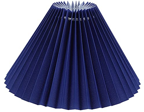 Lurrose Plissee Lampenschirm E27 Stoff DIY Falten Plissee Stoffschirm Lampenabdeckung für Tischlampe Wandlampe Stehlampe Wandleuchte Pendelleuchte Kerze Kronleuchter Deckenleuchte Blau