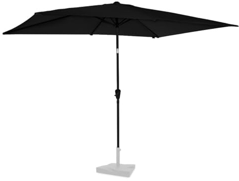 VONROC Parasol de Jardin Extérieur Rapallo 200x300cm Noir - Parasol Rectangulaire Inclinable en Toile Protection Solaire UPF 50+ - Manivelle Anti Retour, Housse de Protection Incluse