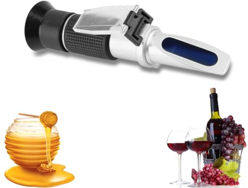 Joyzan Vino Alcohol Refractometro, Refractómetros Contenido Mano UVA ATC Portatile Profesionale 0-25% Vol 0-40% Brix 0-22 Baume Doble Escala Herramienta Medidor Prueba Hacer Vino en Casa Azúcar Medir