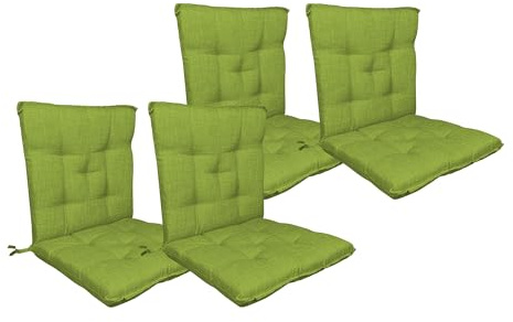 IlGruppone Set Cuscini Sedia Con Schienale Imbottiti Con Laccetti Banda Elastica Per Fissaggio Prodotto Italiano Sedie Poltrone Sdraio Reclinabili Cucina Giardino 40 x 80 Cm - Verde - 4 Pezzi