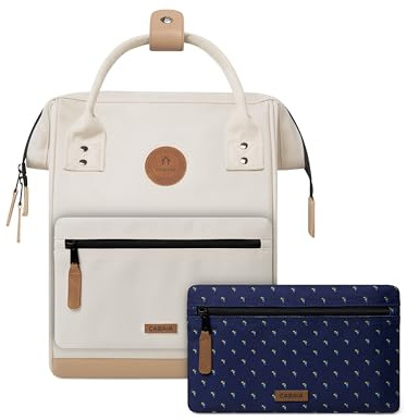 CABAIA - Sac à Dos Adventurer Cape Town - Mini 10L - Déperlant - Compartiment Ordinateur Portable 10,5-2 Poches - Certifié Vegan - Sac Voyage, Affaires, École pour Homme et Femme - Crème