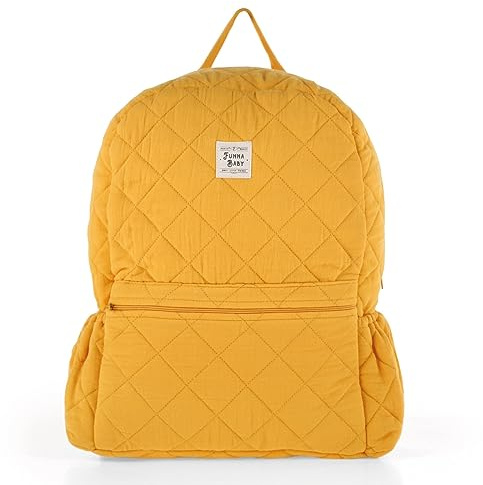 FunnaBaby Muslin Diaper Bag, Backpack, 100% Cotton, Hospital Bag, Ultralight Breathable Waterproof Multifunctional Travel Backpack, Large Capacity, Marigold, 35 x 42 x 4cm