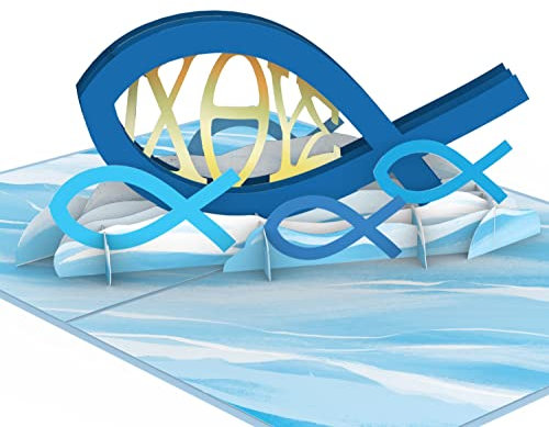 papercrush® Pop-Up Karte Christlicher Fisch - 3D Glückwunschkarte oder Geldgeschenk zur Taufe, Kommunion & Konfirmation für Mädchen & Jungen, Taufkarte oder Geburtstagskarte für Patenkind