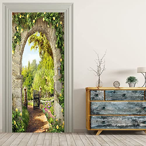 VIRANDA Türtapete Selbstklebend TürPoster - Garten - Türaufkleber 3D Türklebefolie 80x200cm