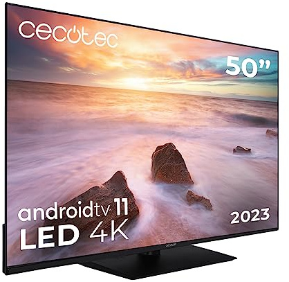 Cecotec TV LED 50 Smart TV A2 Series ALU20050Z. 4K UHD, Android 11, Frameless, Base Centrale, MEMC, Dolby Vision, Dolby Atmos, HDR10, 2 Haut-parleurs 10W, Modèle 2023
