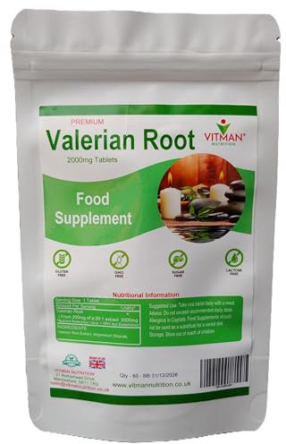 Valerian Root 60 Pure Tablets - Natural Relief of Sleep disturbances - Restores Normal Sleep Pattern - Promotes Regular Sleep Routine - Vegan Safe (60)