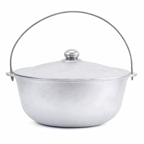 Kazan Marmite Pivotante en Aluminium 4 L Avec Anse et Couvercle en Fonte d'Aluminium - Tatarskij Cocotte Wok Asie Casserole Touristique