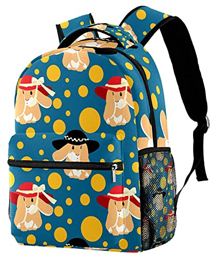 Schulrucksack für Mädchen und Jungen mit Laptopfach | Vintage Hase Hase Druck