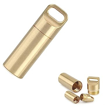 TONYFY Messing Siegel Flaschen Schlüsselanhänger, tragbare wasserdichte Pille Fall Schlüsselkette, Mini-Kanister Medizin Kapsel Flasche Pille Container für Outdoor-Camping/Reisen EDC Tool, S