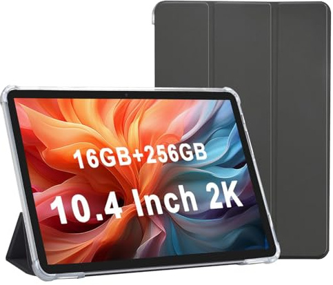 VASOUN 10 inch Tablet, Android Tablets 10 inch with 16GB RAM 256GB Storage, Octa-Core, 5Ghz WiFi, 2K Screen FHD IPS, Aluminum Body with PU Tablet Case - Dark blue