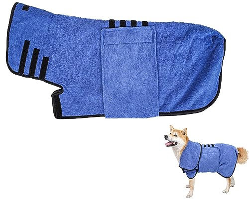 Nixotica Frottee-Nylon-Trocknungsmantel Hundebademantel Morgenmantel Cozi verstellbar dy Pet(L)