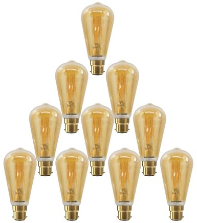 paul russells LED Filament ST64 – Dimmable Bayonet Cap Fittings B22 LED Bulbs, 7Watt 725Lumens Antique Light Bulbs, 60w Equivalent, 2200K Extra Warm White Dimmer BC Energy Saving Décor Lamps, 10 Pack