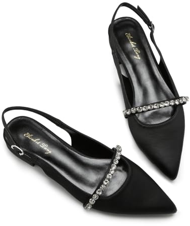 Zhabtuc Slingbacks Donna Sandali eleganti alla moda classica a punta Womens Flat Pointed Toe Slingback Shoes Punta Appuntito Cinturino Regolabile Sandali