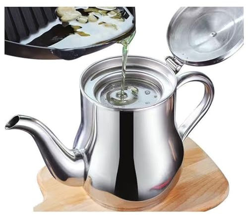 Filtro Separatore di Grassi Barattolo Contenitore Colino Olio Separatore Grasso Ciotola Separatore Grasso in Acciaio Inox Filtro Grease Multifunzione Colino Zuppa Grasso per Friggitrice(0.75L)