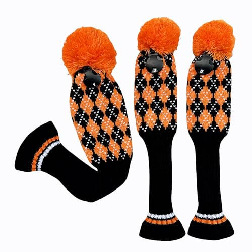 CHILXE Golfschlägerhauben für Golfschläger, Golfschlägerhauben für Fahrer, 3 5 Fairway-Hölzer, 3 Stück, Orange