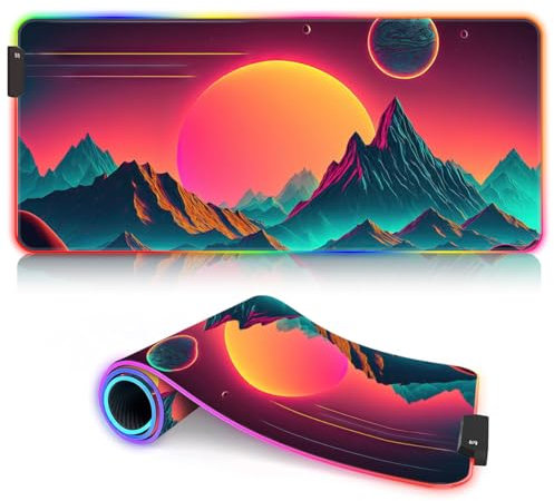 CHTXD XL-Mauspad Creature RGB-Gaming-Mauspad XL (31,5 x 11,8 x 0,12 Zoll), großes, erweitertes Mauspad, rutschfeste Unterseite aus Naturkautschuk für Gaming. 9 statische Farben und 3 dynamische