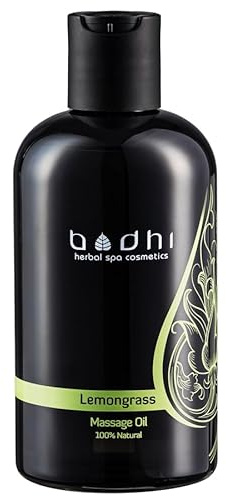 Bodhi® Massageöl Zitronengras 250 ml – erfrischendes Öl für Muskelentspannung und Wellness, mit Kokosöl und Reisöl, vegan und 100% natürlich