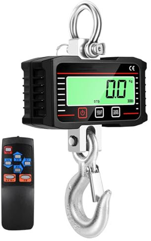 Báscula electrónica para equipaje de alta resistencia, báscula de gancho, báscula de grúa impermeable con control remoto, adecuada para pesca, caza, granjas o sitios de construcción,2000kg-Black