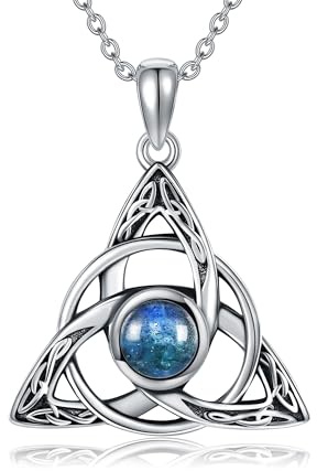 ONEFINITY Labradorite Nœud celtique Chaîne en argent sterling 925 Pendentif celtique Bijoux irlandais Cadeaux