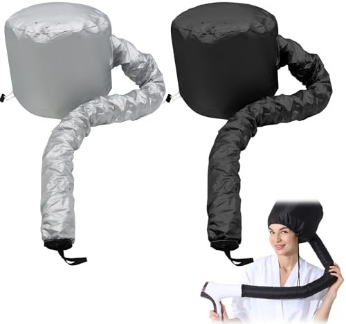 BORISCA 2 Piezas Gorro para Secador de Pelo, Accesorio de Capó Para Secadors de Pelo Gorro Casco para Secado, Capucha Ajustable para Secador de Pelos de Mano para Secar, Rizar, Peinar y Acondicionar