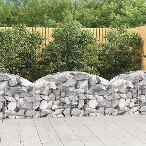 Somanki Gabione mit Hochbogen, Gabionenkörbe, Gabionen Hochbeet, Steinkorb, Gabionengitter, Drahtkorb Für Pflanzen, Kräuterspirale Für Garten, 150x50x60/80 cm Verzinktes Eisen