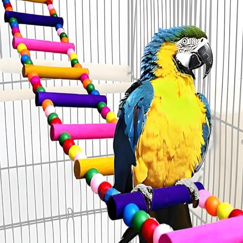 Vogelspielzeug für Papageien, Papageienbrücke, Schaukelspielzeug und Leitern für Aras, Graupapageien, Wellensittiche, Nymphensittiche und Sittiche – Vogelleiter aus Holz und Schaukelspielzeug zum