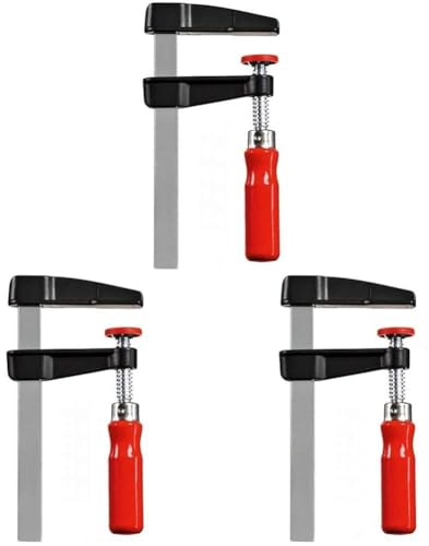 BESSEY Druckguss-Schraubzwinge LM30/5, Spannweite 300 mm Ausladung 50 mm, Ober-/Unterteil aus bruchfestem schwarz beschichtetem Zink-Druckguss, Gewicht 0,35 Kg (Packung mit 3)