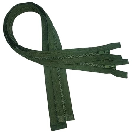KGS Teilbare Reißverschlüsse | 5mm Reißverschluss Kunststoff für Jacken | 2 Stück pro Packung (Militärgrün, 45 CM)