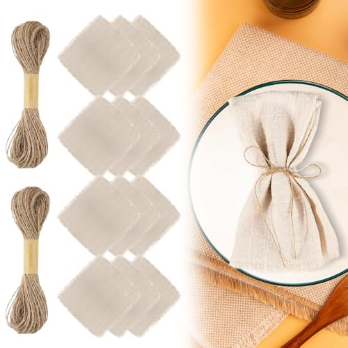KQWVZ 12 PCS Servilletas De Tela 42x42cm, Servilletas Tela con Flecos, Servilletas Algodon, Servilletas Tela Algodon Algodón Lavable Y Reutilizable, para Bodas, Hoteles, Restaurantes, Eventos