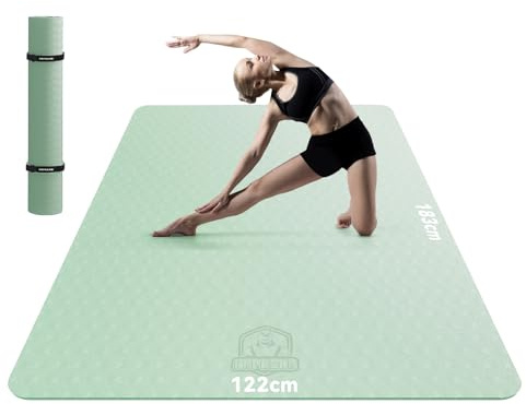 HAPBEAR Yogamatte XXL- Extra Groß Breit Yoga Matte, Sportmatte Fitnessmatte Rutschfest 198cm x137cm/183cm x122cm/183cm x116cm,Ultra Haltbar, Gymnastikmatte für Pilates, Gym, Zuhause, Workout