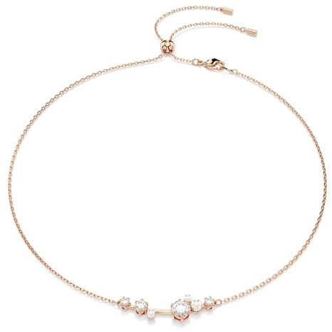 Swarovski Collana Constella Crystal Pearl, Taglie rotonde, Bianco, Bagno tono oro rosa, 38, Cristallo, Cristallo