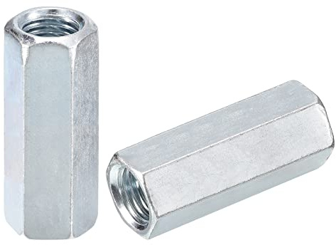 sourcing map 2pcs M14x19x50mm Coupling Nuts - Galvanized Carbon Steel Hex Threaded Rod Coupler for Furniture, Electronic, Industrial