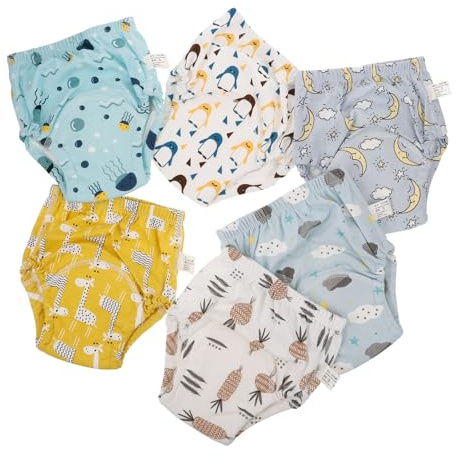 Yardwe Wiederverwendbare Babywindelhosen aus Baumwolle 6 Stück Weich und Auslaufsicher für Babys 0-9kg zum Töpfchentraining