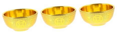 GLEAVI 3 Piezas Plato Vegetariano Bochas Llave Largo Templo Servicio Bol Taza Con Tazón Copas De Licor Doradas Cuenco Sagrado De Mesa Golden El Plastico