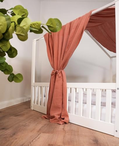 tiSsi® Baldachin Musselin für Hausbetten 90x200 cm Mokka