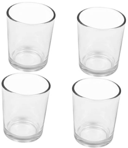 HAWILLOSCH 4 Pezzi tazza di candela di candelabri votivo cristalleria vasi glassato casa per semplice decorazione della tazza di candela tazza di candela domestica Bicchiere Trasparente