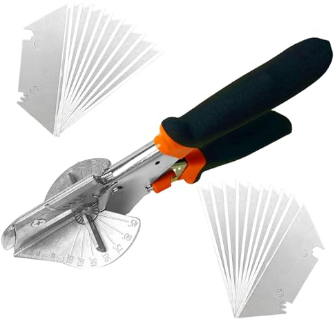 Mitre Shears 45 to 135 Degree Multi Angle Trim Cutter，Multifunctional Trunking Gasket Shear of Moulding and Trim Hand Tools Angular Cutting for Beading Plastic PVC Soft Wood with 20 Spare Blades