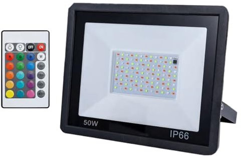 Genérico Luminarias LED Exteriores Inundación | Focos Luminosos Brillantes Para Exteriores,Iluminación RGB Impermeable con Mando a Distancia para Jardín Patio Trasero y Entrada