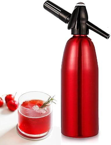 Soda Siphon 1L Premium Sprudelwasserbereiter – Aluminium tragbare Seltzer-Maschine für Zuhause, Bar, Cocktails, Kaffee, Tee, verwendet 8 g C02-Kartuschen (nicht im Lieferumfang enthalten)