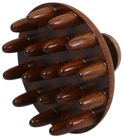 Holz Kopfhautmassagebürste mit Breiten Zinken, Braun | Ergonomische Form, für Shampoo und Kopfhautpflege, für Damen und Herren